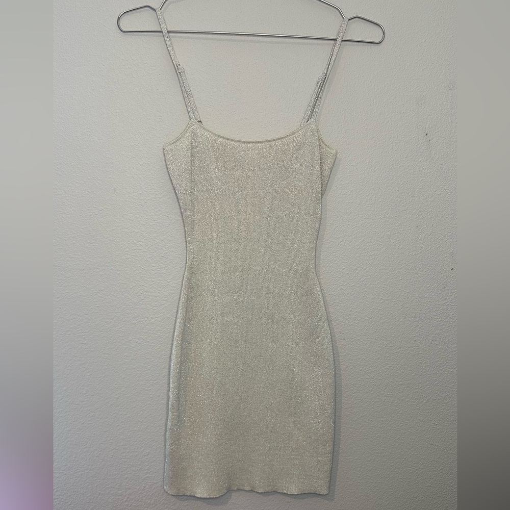 Revolve Superdown Silver/White Glitter Mini Bodyc… - image 3